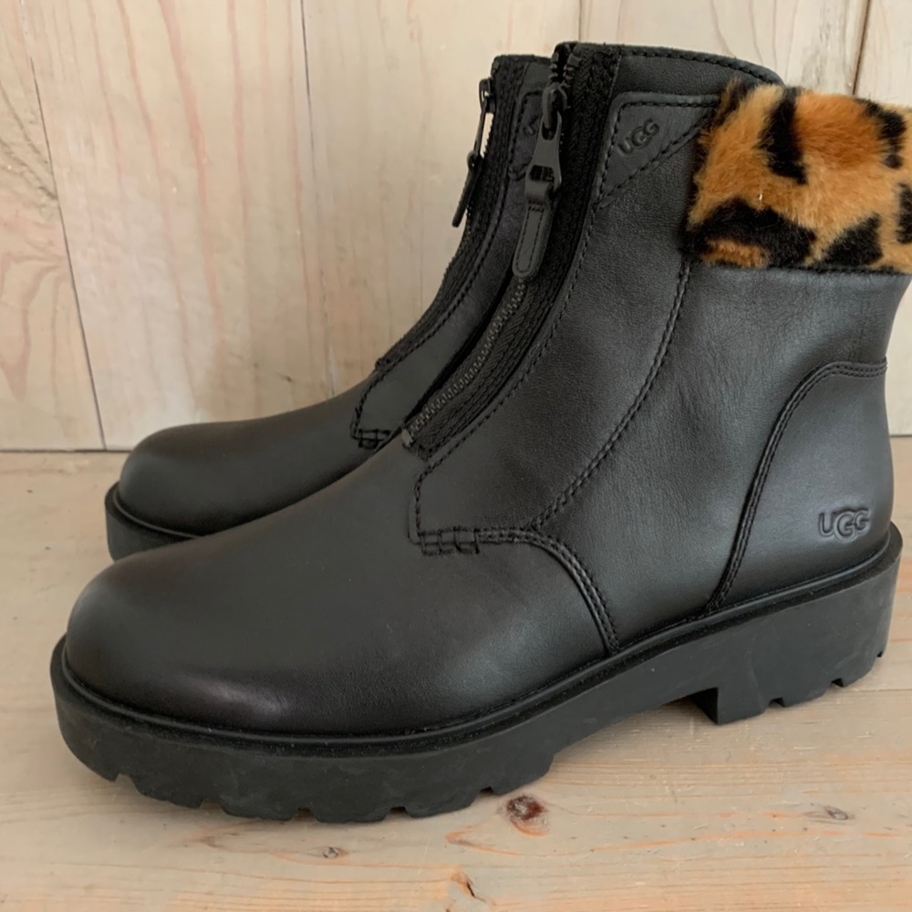 UGG CZERIESA PANTHER BLACK MOTO BOOTS NEW - Picture 4 of 7